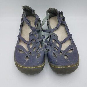 Jambu Sydney Denim Blue Sandal Flats Womens 10 Cut Out Strappy JB19SNY45